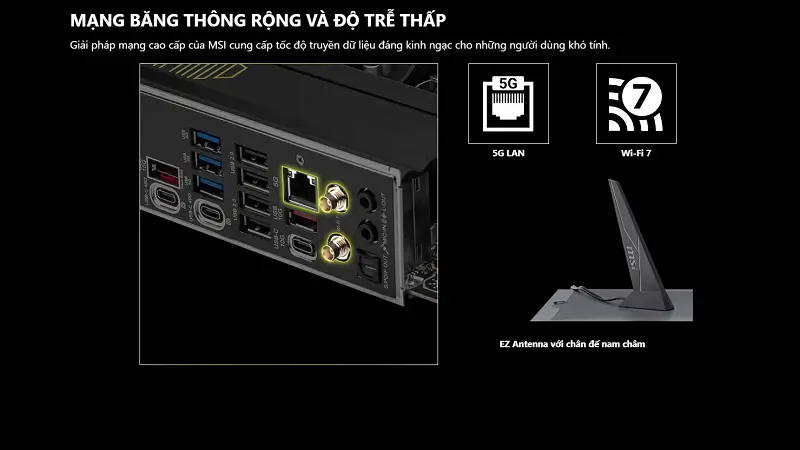 Các tính năng PCIe 5.0, Wi-Fi 7 và các cổng kết nối mới