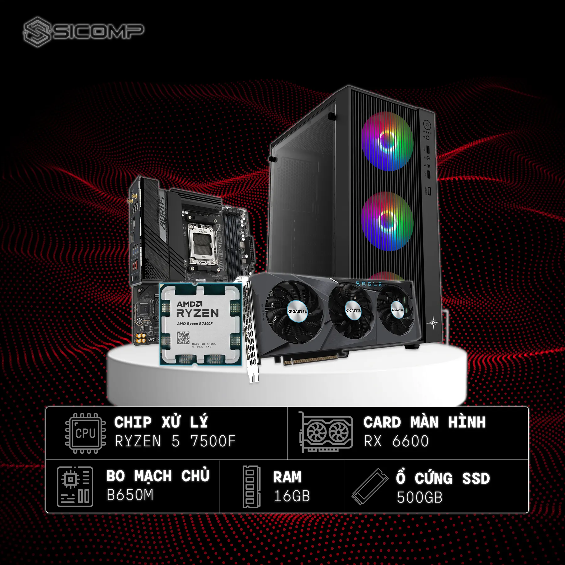 PCSC GAMING 6600 (7500F - RX 6600 - 16GB RAM - SSD 500GB - PSU 650W), Picture 1