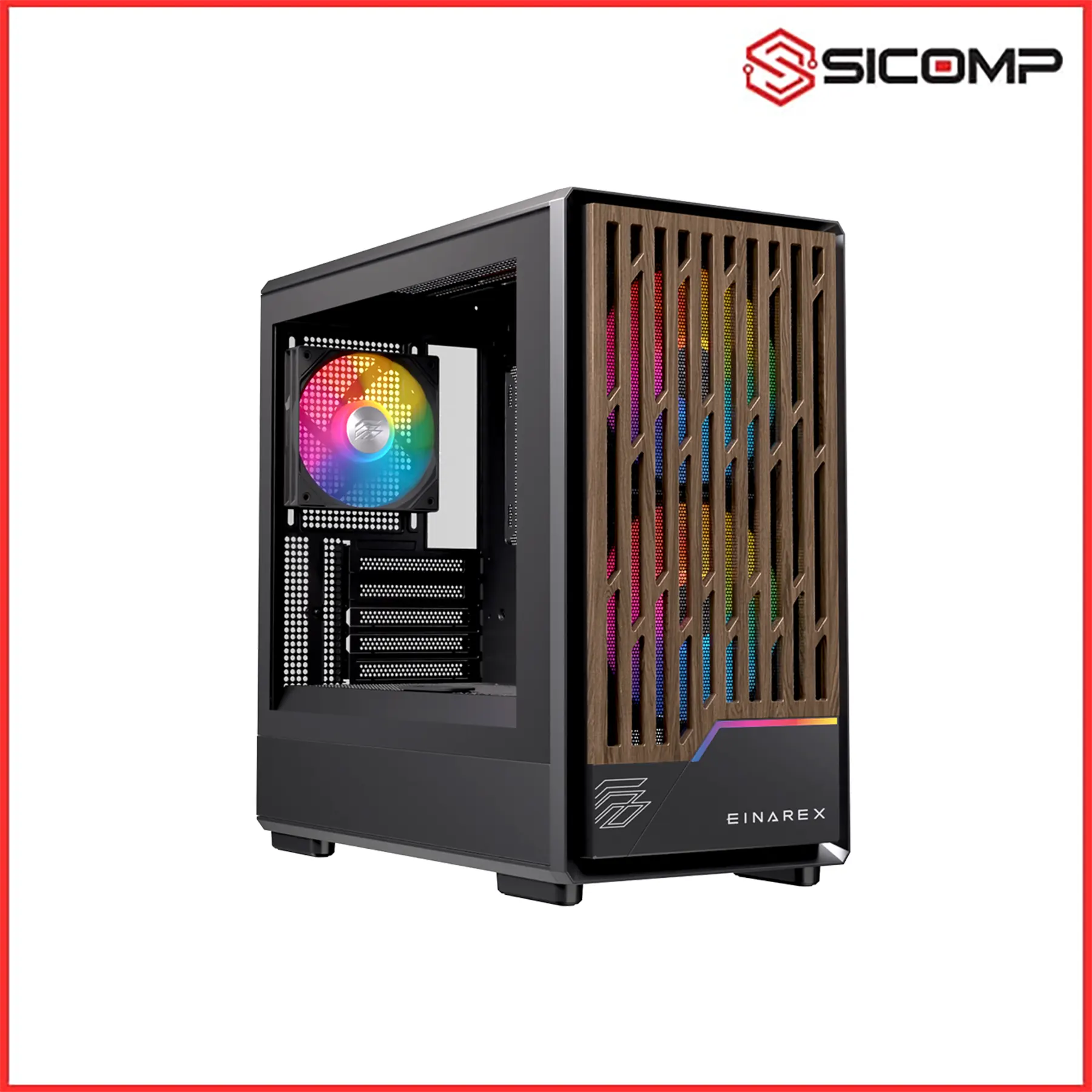 VỎ CASE EINAREX PM400 RGB WHITE (Sẵn 3 fan RGB), Picture 2