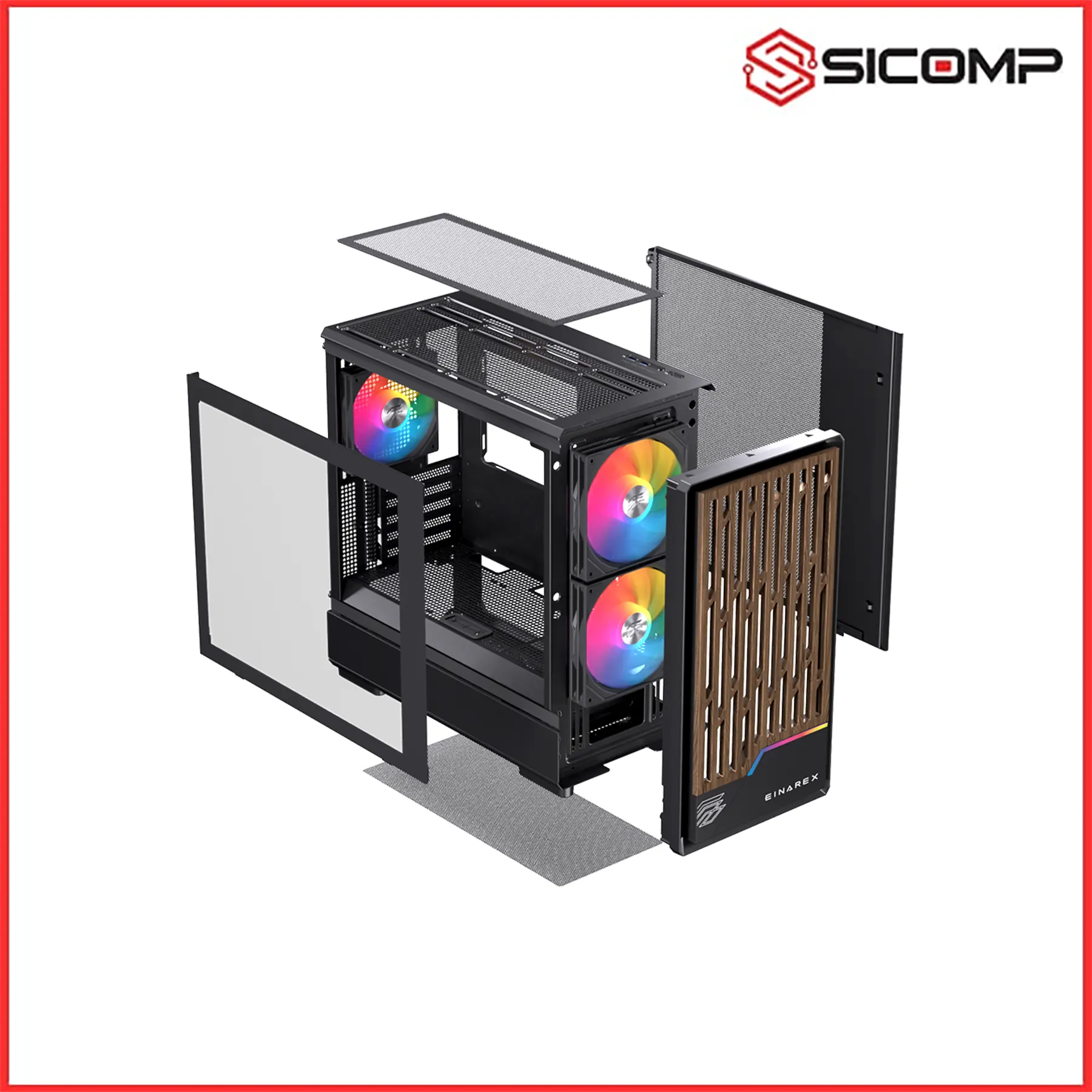 VỎ CASE EINAREX PM400 RGB WHITE (Sẵn 3 fan RGB), Picture 5