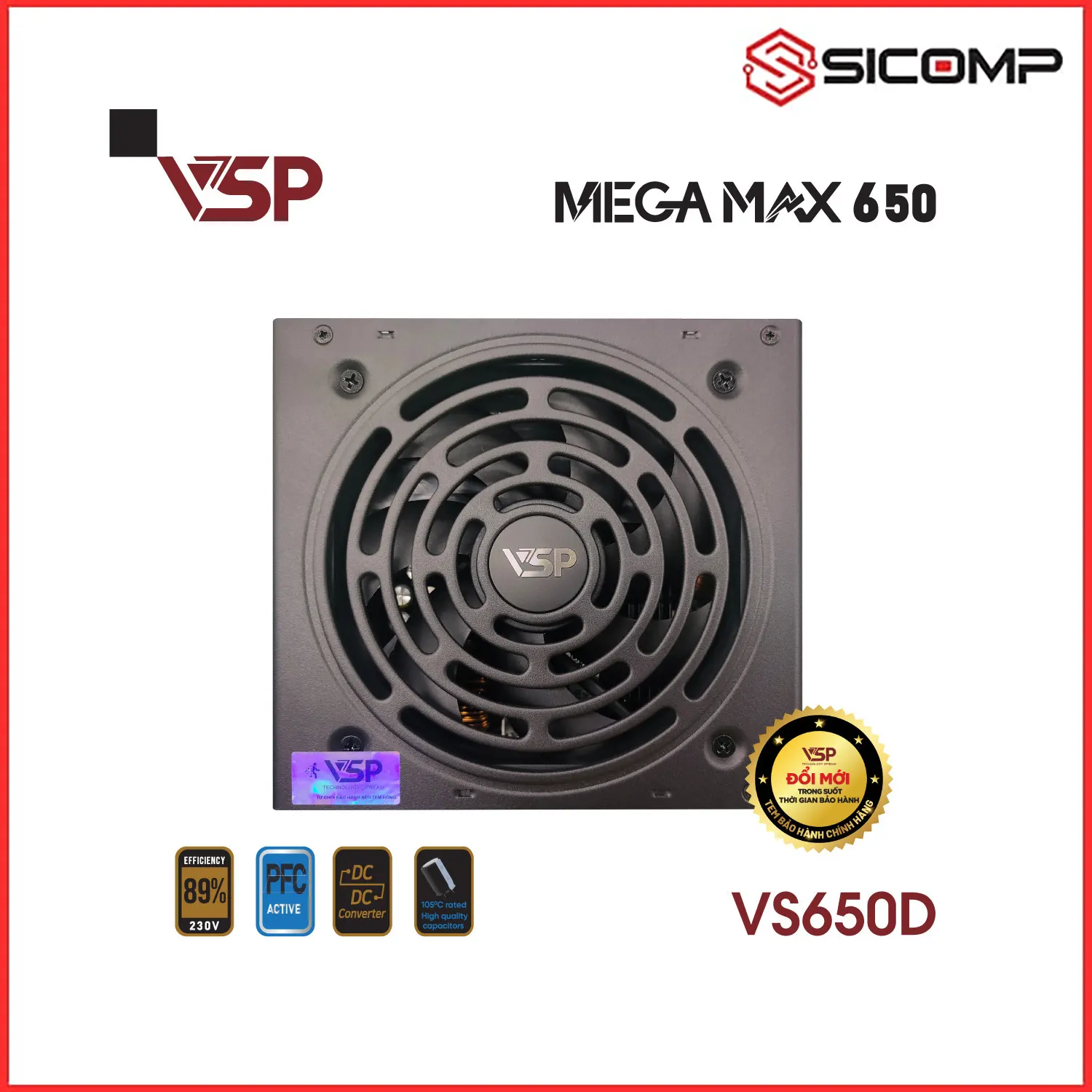 NGUỒN VSP MEGAMAX VS650D (650W/ 80 PLUS BRONZE/ ATX/ ĐEN) (DC TO DC), Picture 2