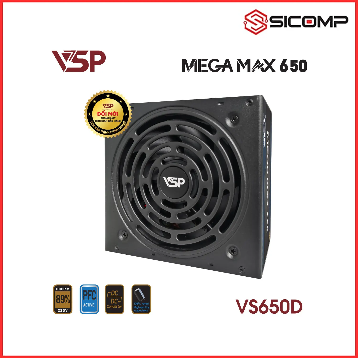 NGUỒN VSP MEGAMAX VS650D (650W/ 80 PLUS BRONZE/ ATX/ ĐEN) (DC TO DC), Picture 5