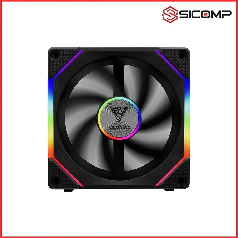 FAN CASE TẢN NHIỆT GAMDIAS AEOLUS P2-1203 (Màu đen/Led vô cực/nối không dây/pack3), Picture 2