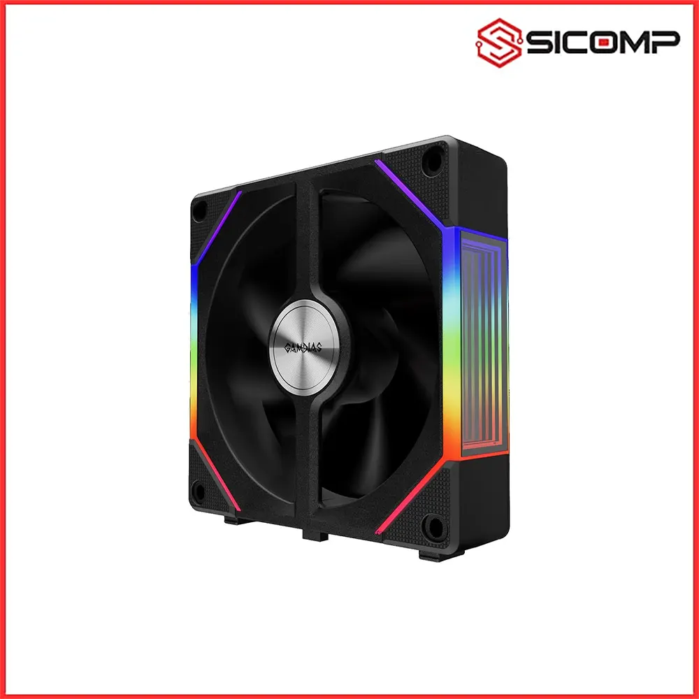 FAN CASE TẢN NHIỆT GAMDIAS AEOLUS P2-1203 (Màu đen/Led vô cực/nối không dây/pack3), Picture 3