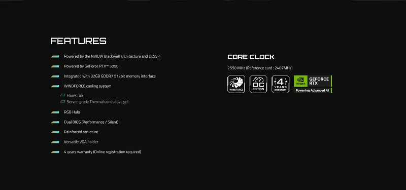 Card RTX 5090 Gaming OC