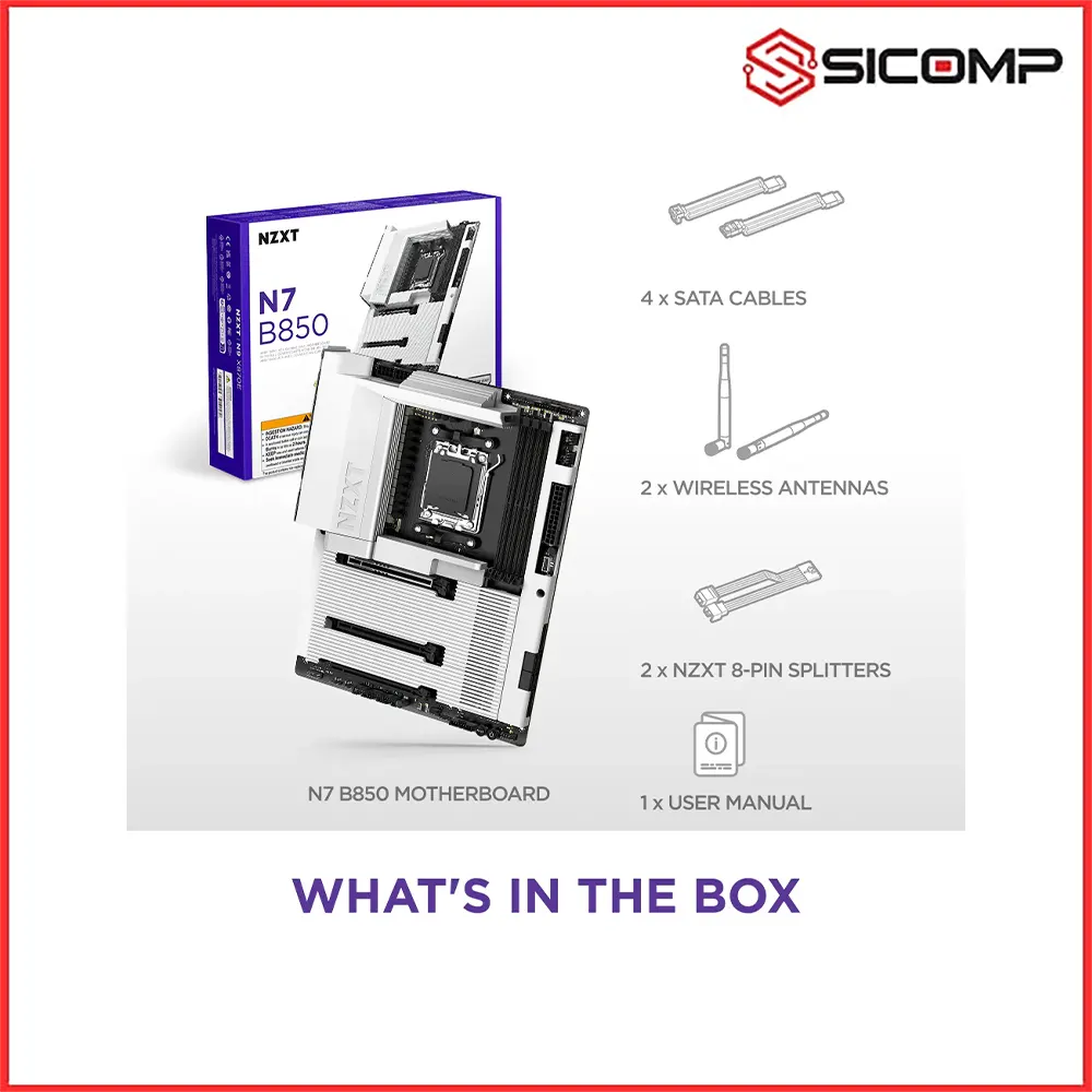 MAINBOARD NZXT N7 B850 WHITE, Picture 8