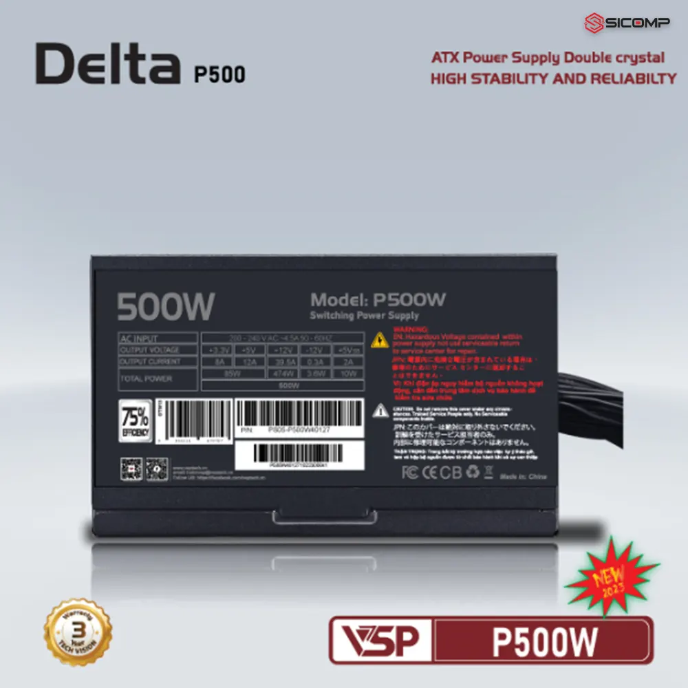 NGUỒN MÁY TÍNH VSP DELTA P500W, Picture 4