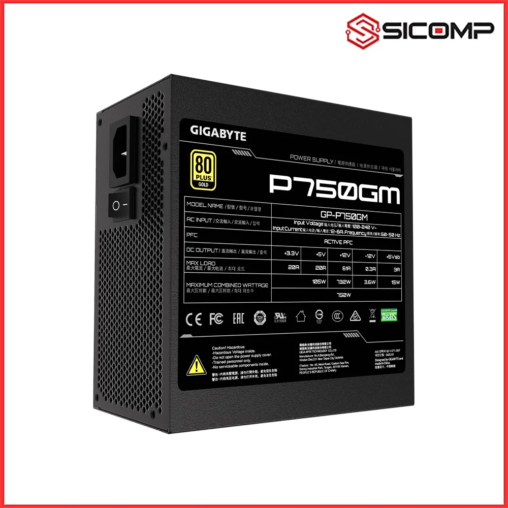 NGUỒN GIGABYTE GP - P750GM 750W (80 PLUS GOLD/FULL MODULAR/MÀU ĐEN), Picture 5