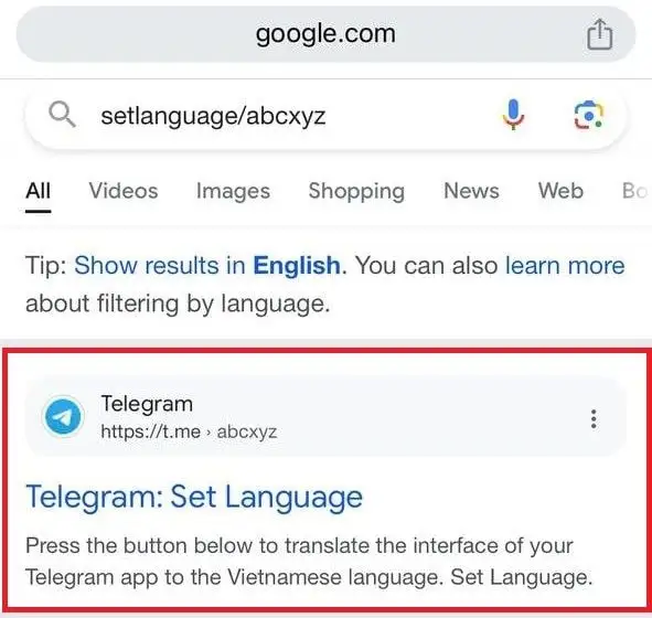 Link cài đặt Tiếng Việt cho Telegram
