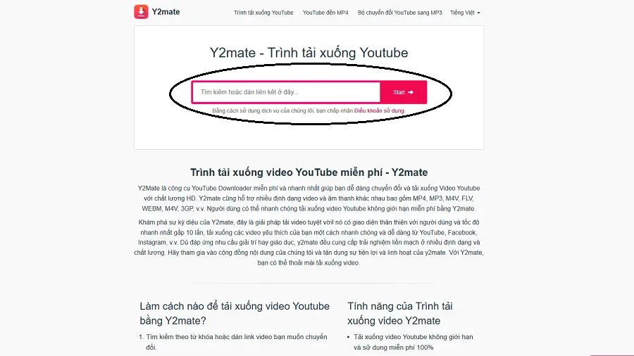 Dán link Youtube vào Y2Mate để tải