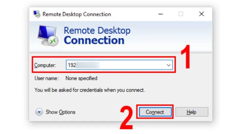 Giao diện kết nối Remote Desktop Connection