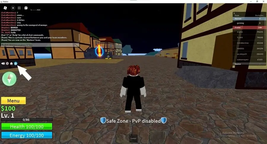 Cách nhập code Blox Fruit tìm biểu tượng Twitter