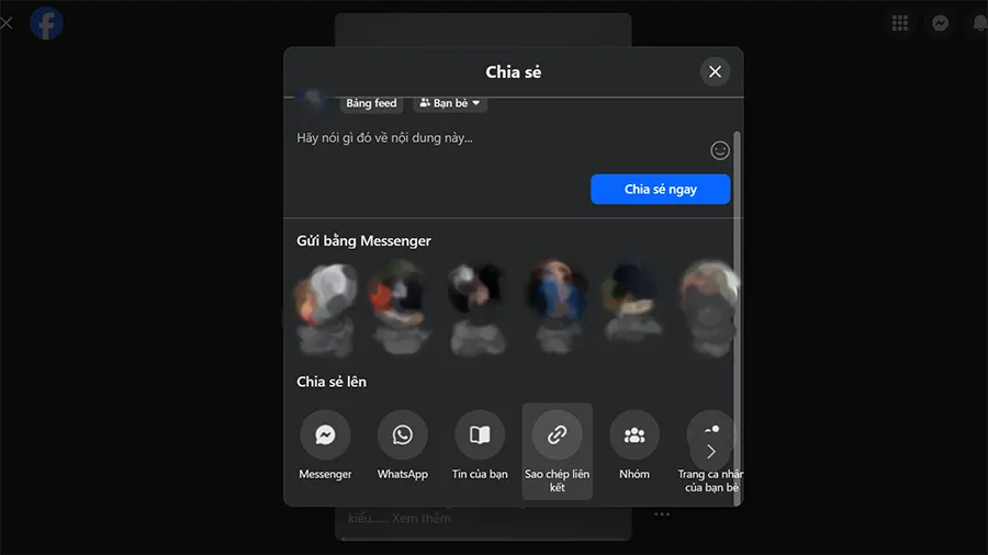 Sao chép liên kết video Facebook