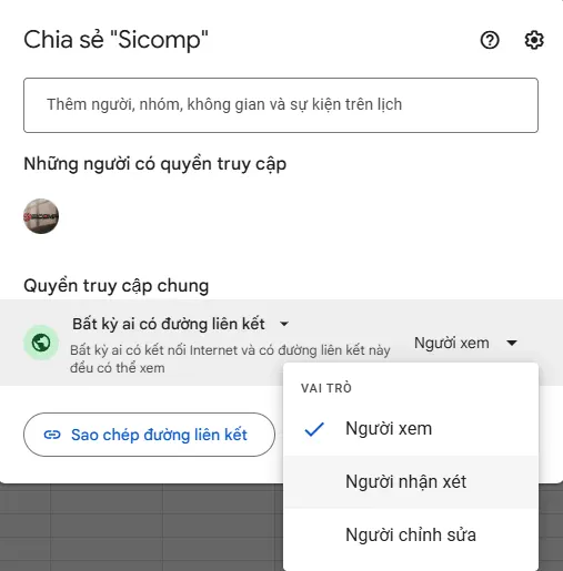 Phân quyền truy cập Google Sheets
