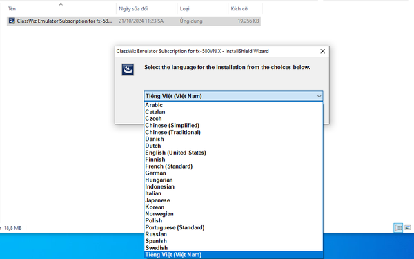 Chọn ngôn ngữ tiếng Việt cho giả lập