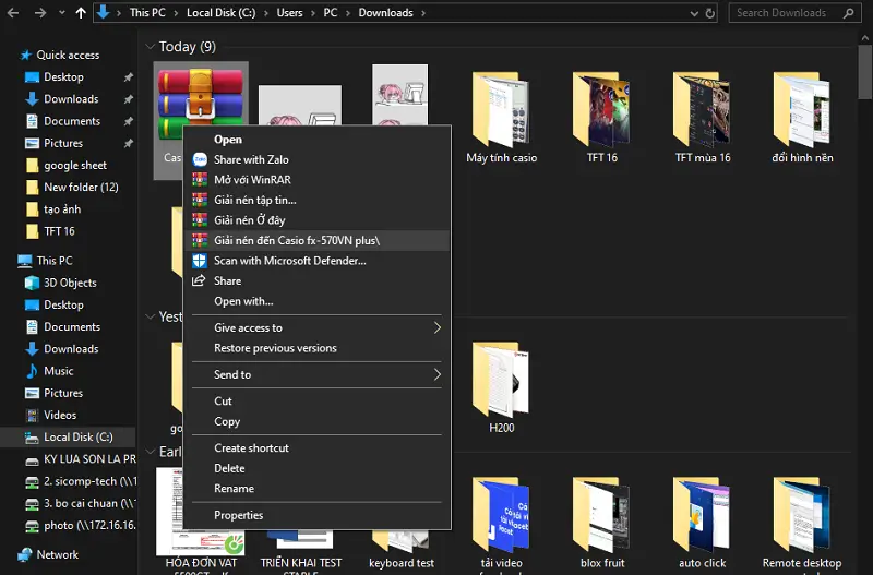 Giải nén file Casio 570VN Plus
