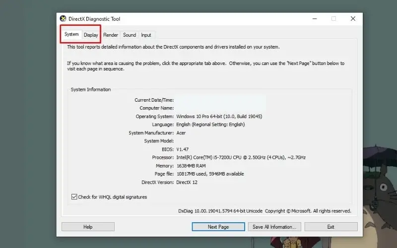 Thông số VGA trong Dxdiag
