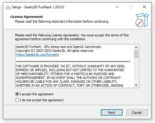 Cài đặt Furmark bước 1