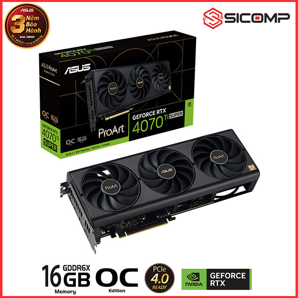 CARD MÀN HÌNH ASUS PROART GEFORCE RTX 4070 TI SUPER 16GB GDDR6X OC EDITION, Picture 1