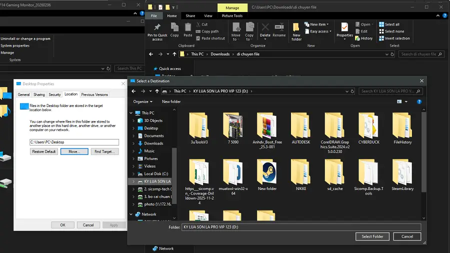 Chọn vị trí lưu mới