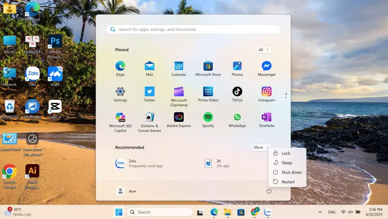 Khởi động lại máy tính