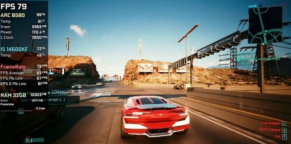 Test game Cyberpunk 2077 trên Intel Arc B580