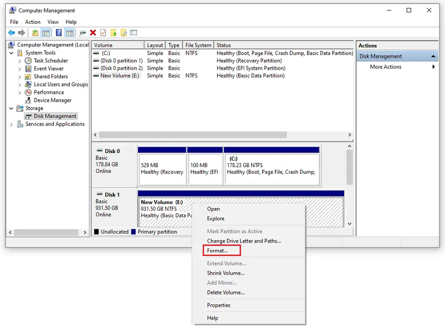 Format phân vùng ổ đĩa
