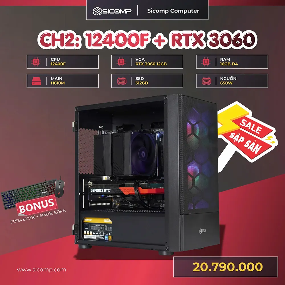 PC GAMING SICOMP 12400F | 3060 | 16GB, Picture 1