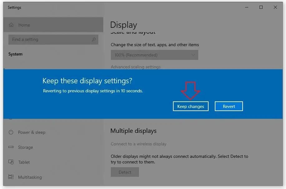 Nhấn Keep changes để lưu