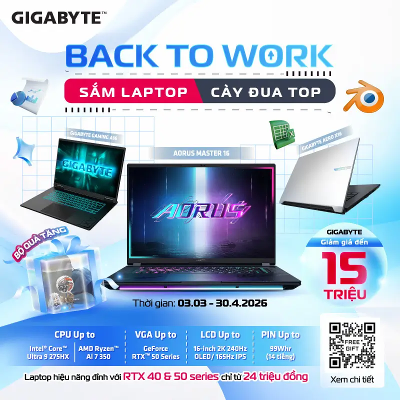 Khuyến mãi Laptop Gigabyte Back To Work