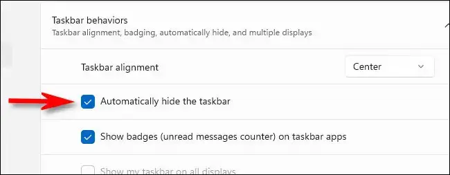 Hiển thị lại Taskbar qua Settings