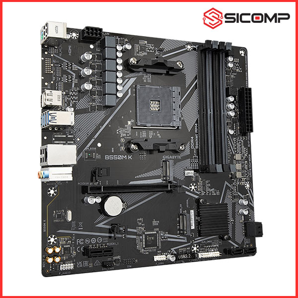 MAINBOARD GIGABYTE B550M K (AMD B550, SOCKET AM4, M-ATX, 4 KHE RAM DDR4), Picture 3