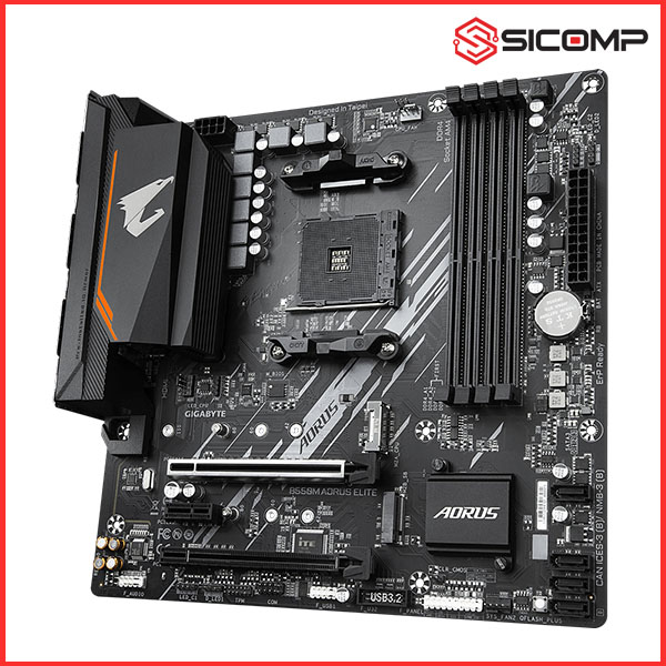 MAINBOARD GIGABYTE B550M AORUS ELITE (AMD B550, SOCKET AM4, M-ATX, 4 KHE RAM DDR4), Picture 2