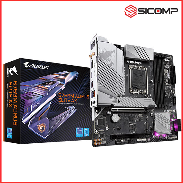 MAINBOARD GIGABYTE B760M AORUS ELITE AX D5 (INTEL B760, SOCKET 1700, M-ATX, 4 x DDR5), Picture 1