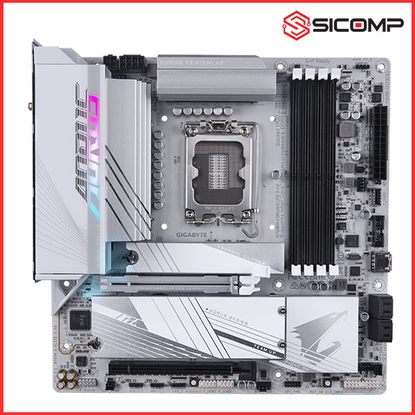 MAINBOARD GIGABYTE B760M AORUS ELITE X AX (INTEL B760, SOCKET 1700, M-ATX, 4 x DDR5, MÀU TRẮNG), Picture 2