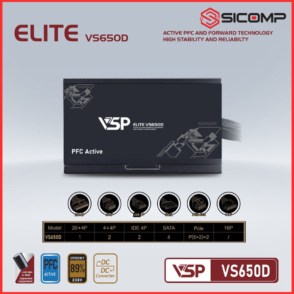 NGUỒN VSP ELITE ACTIVE PFC VS650D, Picture 4