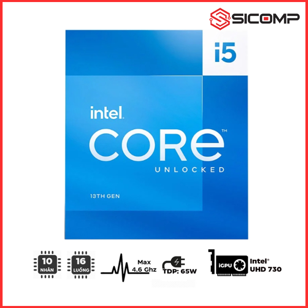 CPU INTEL CORE I5-13400 TRAY KHÔNG FAN (UP TO 4.6GHZ, 10 NHÂN 16 LUỒNG, 20MB CACHE, 65W) - SOCKET INTEL LGA 1700/RAPTOR LAKE) , Picture 2