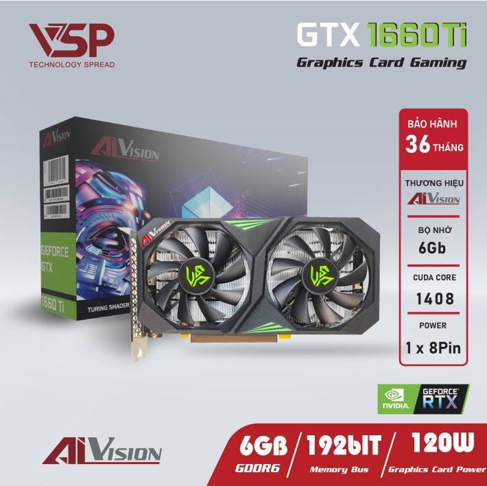 CARD MÀN HÌNH VSP AIVISION GTX 1660TI 6GB, Picture 3