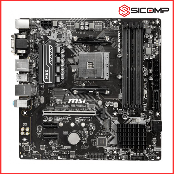 MAINBOARD MSI B450M PRO VDH MAX (AMD B450, SOCKET AM4, M-ATX, 4 KHE RAM DDR4), Picture 2