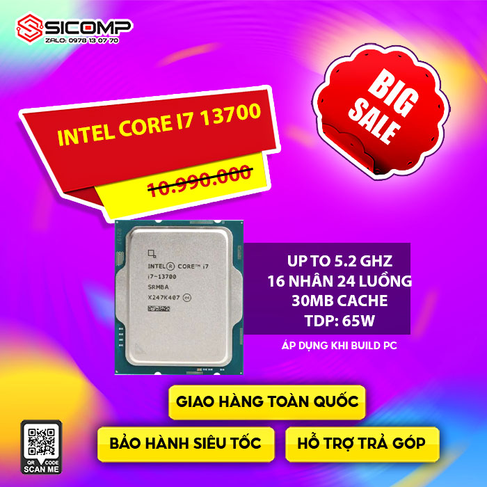 CPU INTEL CORE I7-13700 TRAY (UP TO 5.2GHZ, 16 NHÂN 24 LUỒNG, 30MB CACHE) - SOCKET INTEL LGA 1700, Picture 1