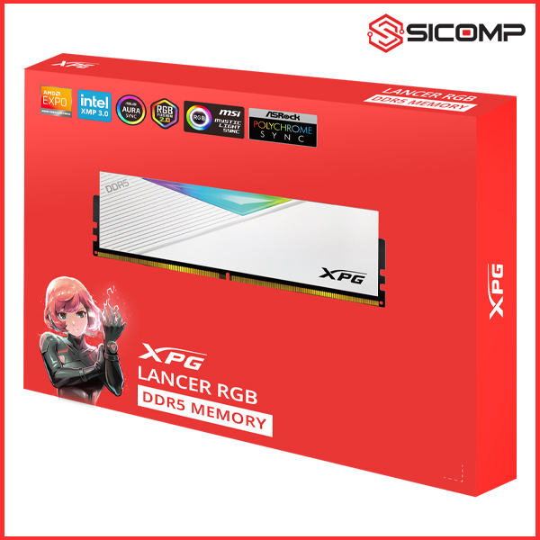 RAM DESKTOP (EXPO/ AM5) ADATA XPG MODULE LANCER RGB WHITE - 64GB (2x32GB) 6000MHz DDR5 (AX5U6000C3032G-DCLARWH), Picture 4