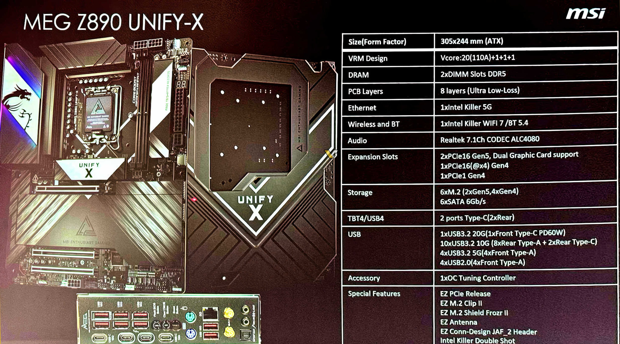 Mainboard MEG Z890 Unify-X bị rò rỉ thông tin trước ngày ra mắt