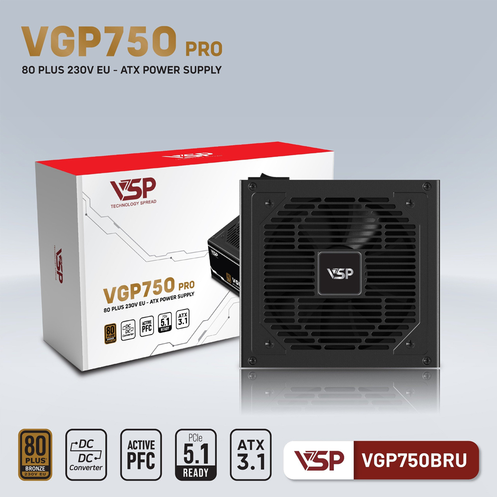 NGUỒN VSP VGP750BRU PRO (750W/ 80 PLUS BRONZE/ ATX 3.1/ ĐEN) (DC TO DC), Picture 1