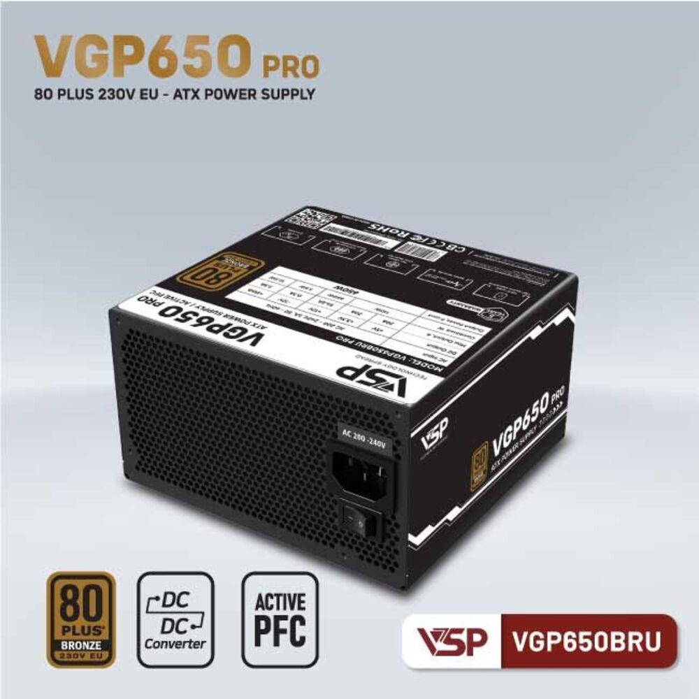 NGUỒN VSP VGP650BRU PRO (650W/ 80 PLUS BRONZE/ ATX/ ĐEN) (DC TO DC), Picture 4