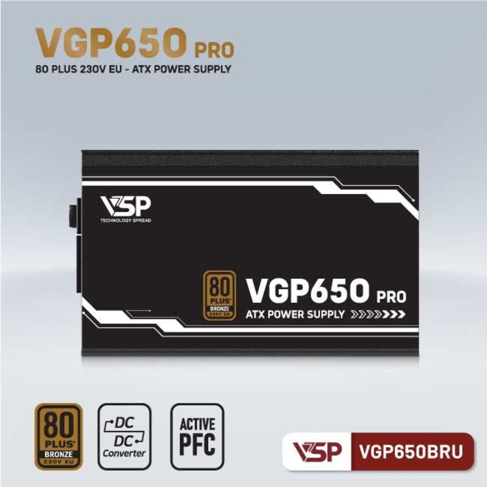 NGUỒN VSP VGP650BRU PRO (650W/ 80 PLUS BRONZE/ ATX/ ĐEN) (DC TO DC), Picture 1