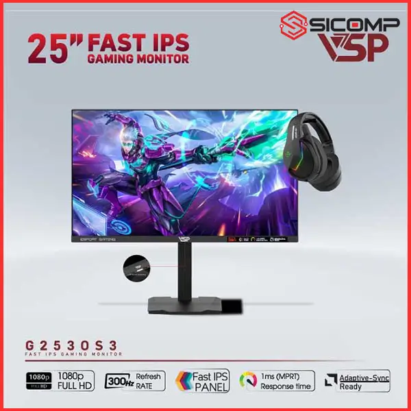 MÀN HÌNH GAMING VSP G2530S3 (24.5 INCH - FULL HD - IPS - 300HZ - 1MS - PHẲNG), Picture 1