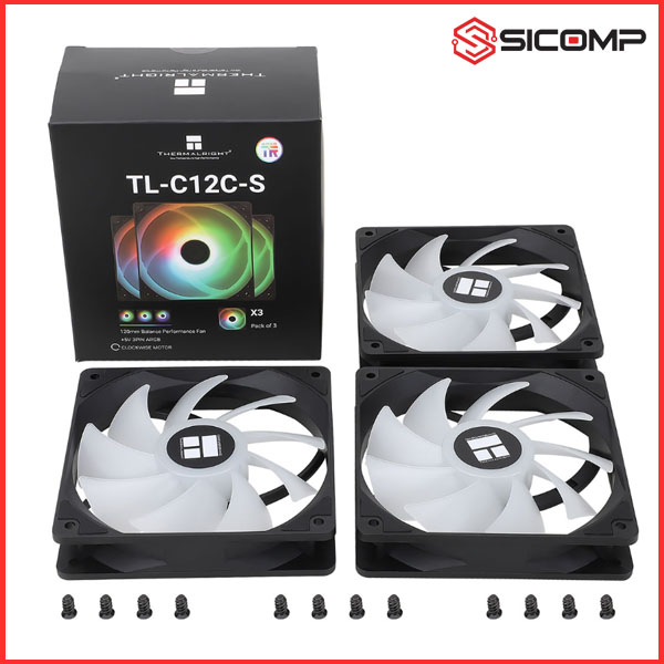 FAN THERMALRIGHT TL-C12C-S X3 RGB BLACK - 3 FAN, Picture 3