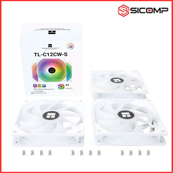 FAN THERMALRIGHT TL-C12CW-S X3 RGB WHITE - 3 FAN, Picture 3