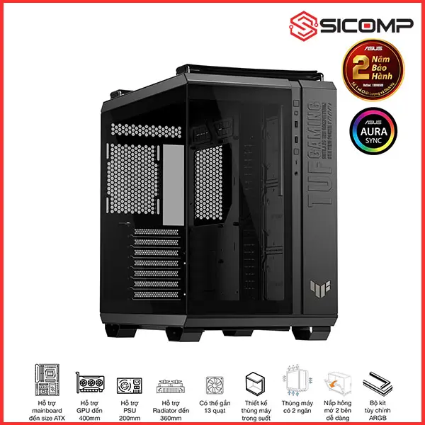 VỎ CASE ASUS TUF GAMING GT502 HORIZON BLACK, Picture 1