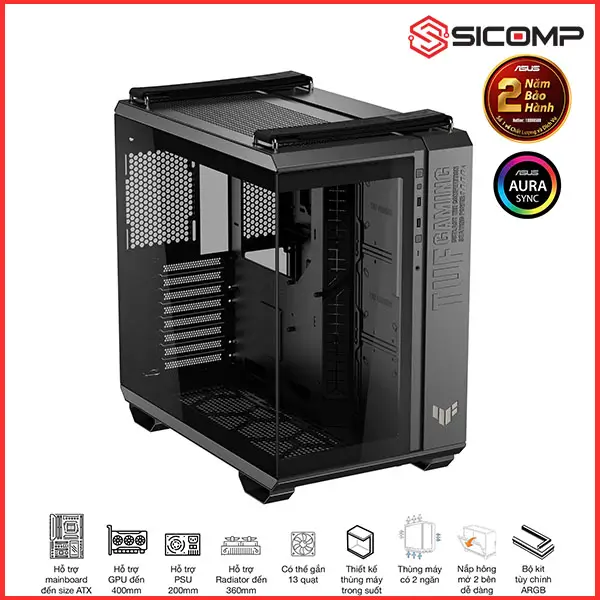 VỎ CASE ASUS TUF GAMING GT502 HORIZON BLACK, Picture 3